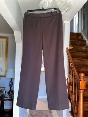 Anne Klein Women's Wide-Leg Dress Pants in Deep Brown Sz 8